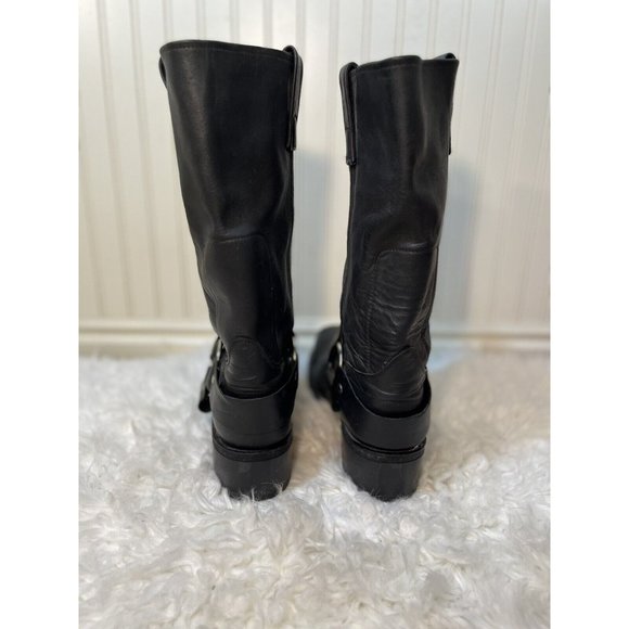 Classic Black Leather Men's Harness Boots - Picture 3 of 12